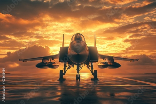 Wallpaper Mural Fighter Jet Silhouette Against a Stunning Sunset Torontodigital.ca