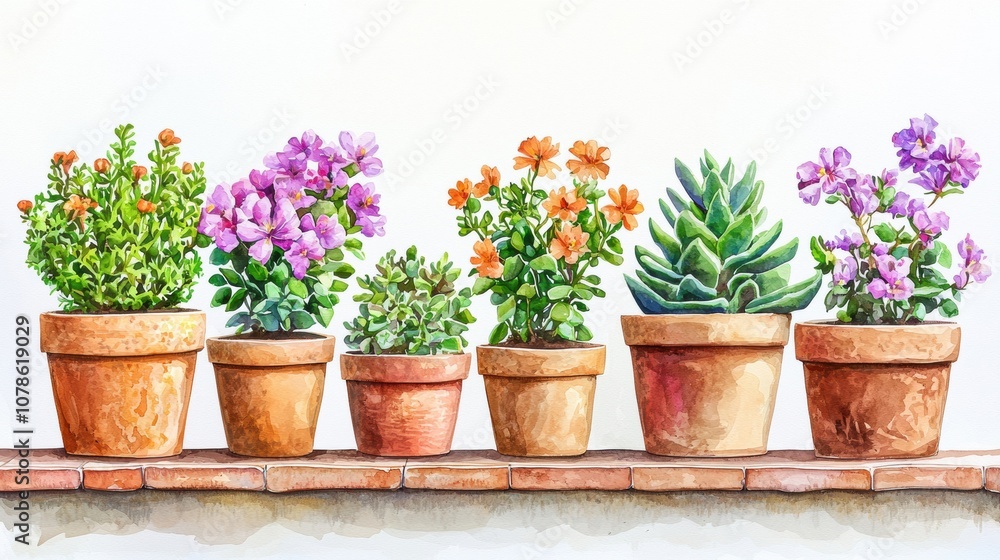 A vibrant collection of potted plants showcasing colorful flowers and lush greenery, perfect for enhancing indoor or outdoor spaces.