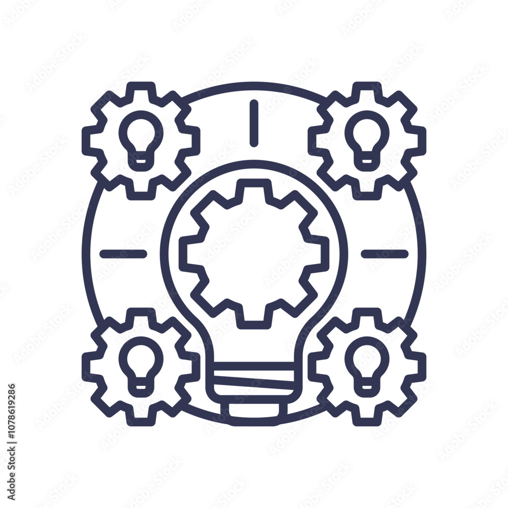 Gears and light bulbs symbolize innovative thinking and problem-solving. Gears and light bulbs symbolize innovative thinking and problem-solving.