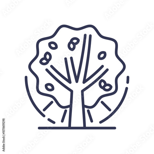 Line art of a tree symbolizing growth and maturity.