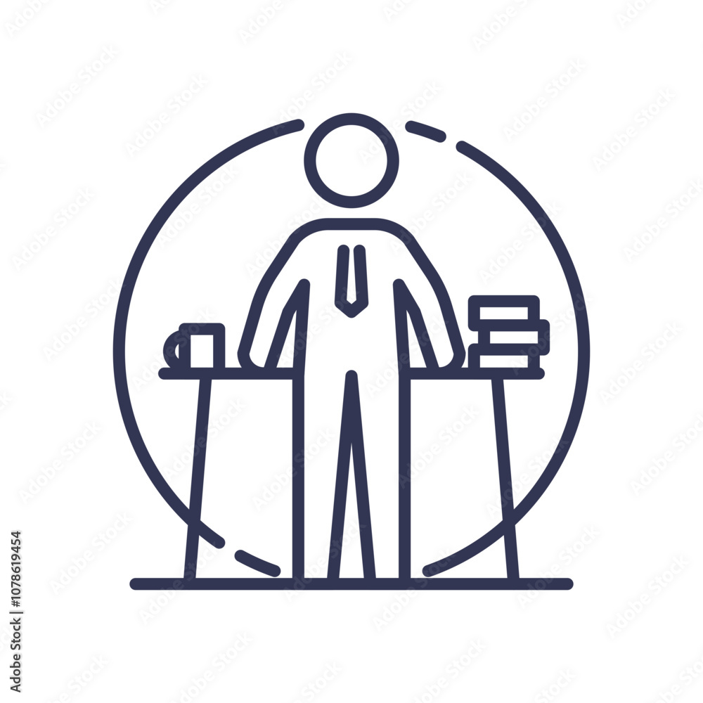 Outline of a person at a desk with coffee and books, symbolizing productivity and work-life balance. Outline of a person at a desk with coffee and books, symbolizing productivity and work-life balance.