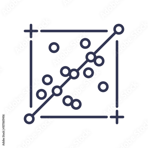 Scatter plot with trend line, representing data analysis and correlation.