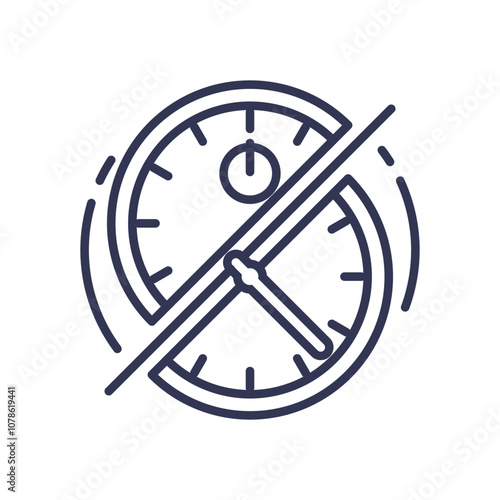 Clock with a slash symbolizes time limit or restriction.