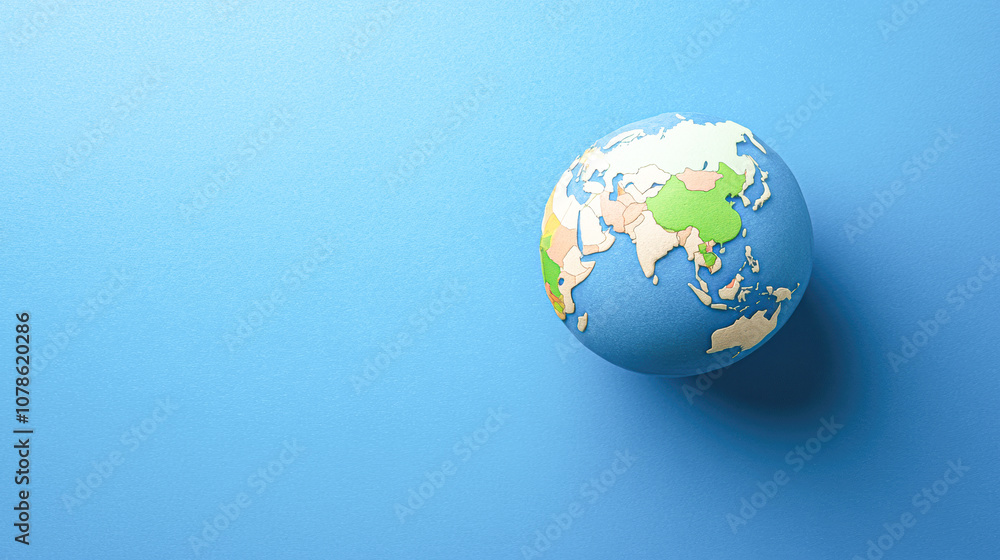 A globe is sitting on a blue background A globe is sitting on a blue background