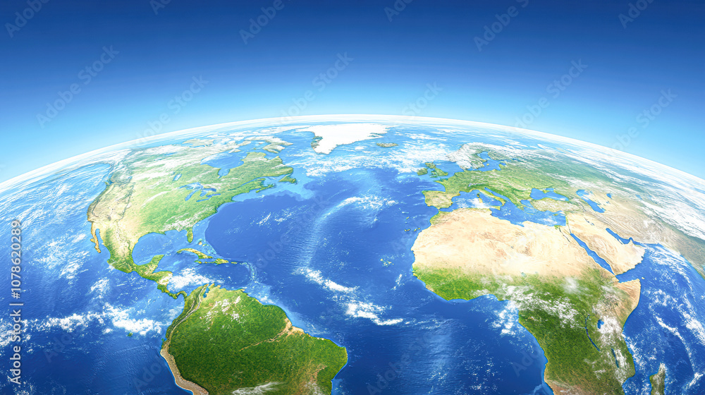Fototapeta premium The Earth as a globe with a blue ocean and green land