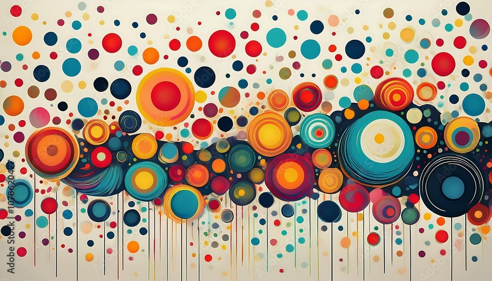 Obraz premium Bright polka dot pattern on white background