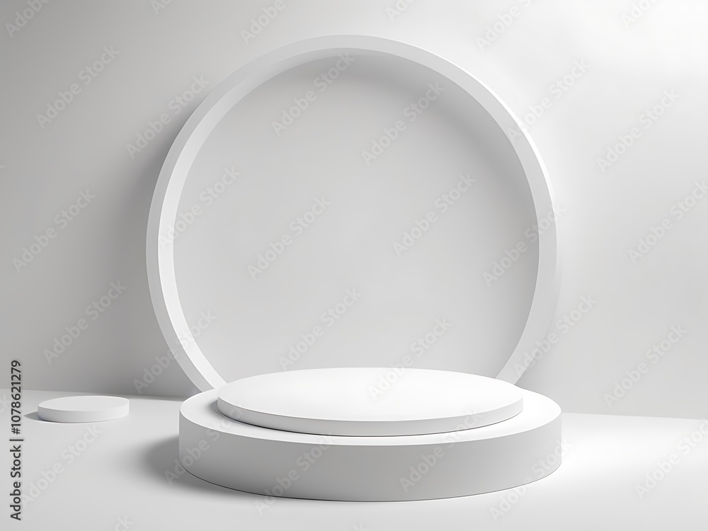 Clean white 3d podium scene for product display or mockup Clean white 3d podium scene for product display or mockup