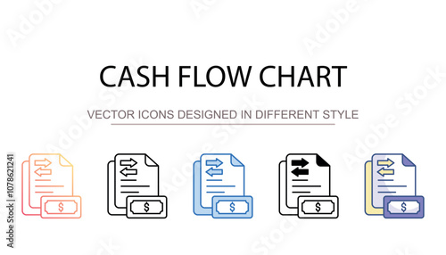 Cash Flow Chart icon design with white background stock illustration