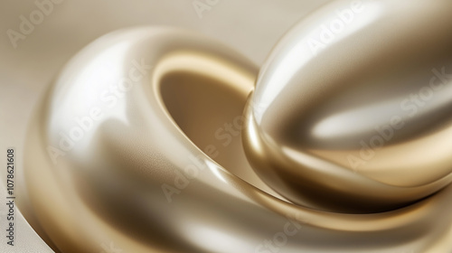smooth, metallic egg shapes with soft curves and rounded edges interlaced in an abstract composition