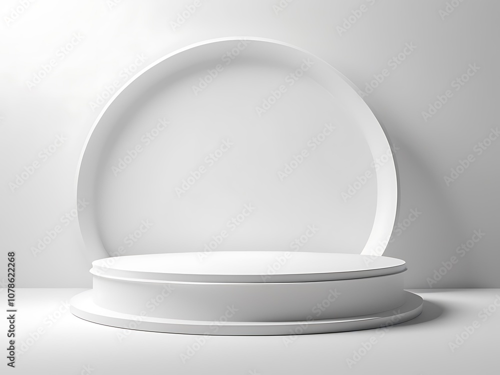Clean white 3d podium scene for product display or mockup Clean white 3d podium scene for product display or mockup
