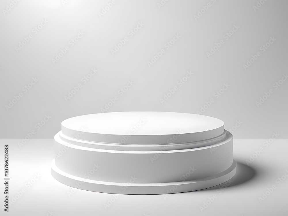 Clean white 3d podium scene for product display or mockup Clean white 3d podium scene for product display or mockup