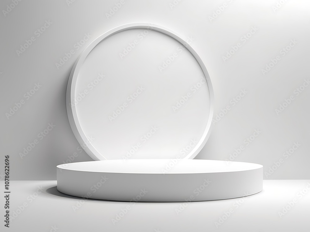 Clean white 3d podium scene for product display or mockup Clean white 3d podium scene for product display or mockup
