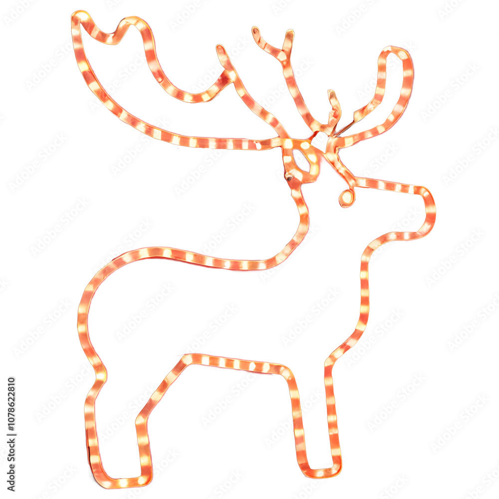 Cute deer shaped lights, Christmas transparent cutout isolated on white background Cute deer shaped lights, Christmas transparent cutout isolated on white background