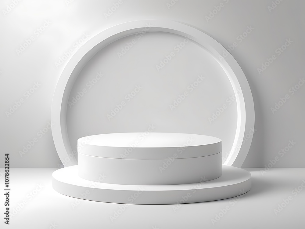 Clean white 3d podium scene for product display or mockup Clean white 3d podium scene for product display or mockup