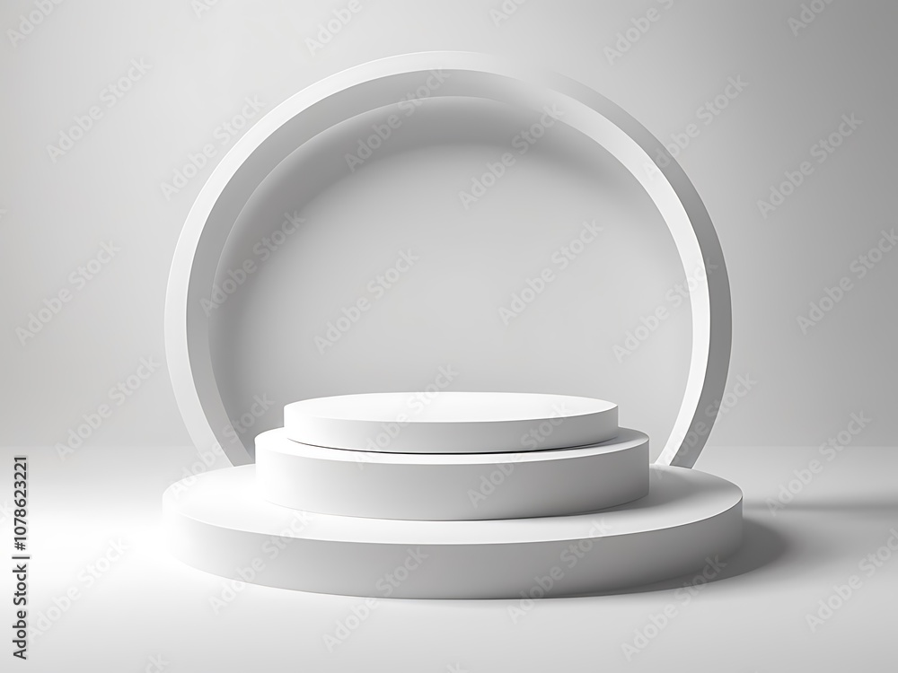 Clean white 3d podium scene for product display or mockup Clean white 3d podium scene for product display or mockup