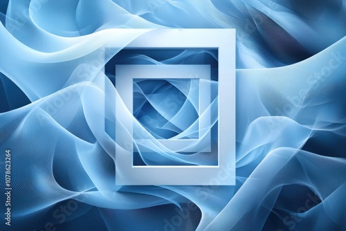 Abstract blue waves with layered frames creating a sense of depth and fluidity, perfect for backgrounds or graphic design projects.