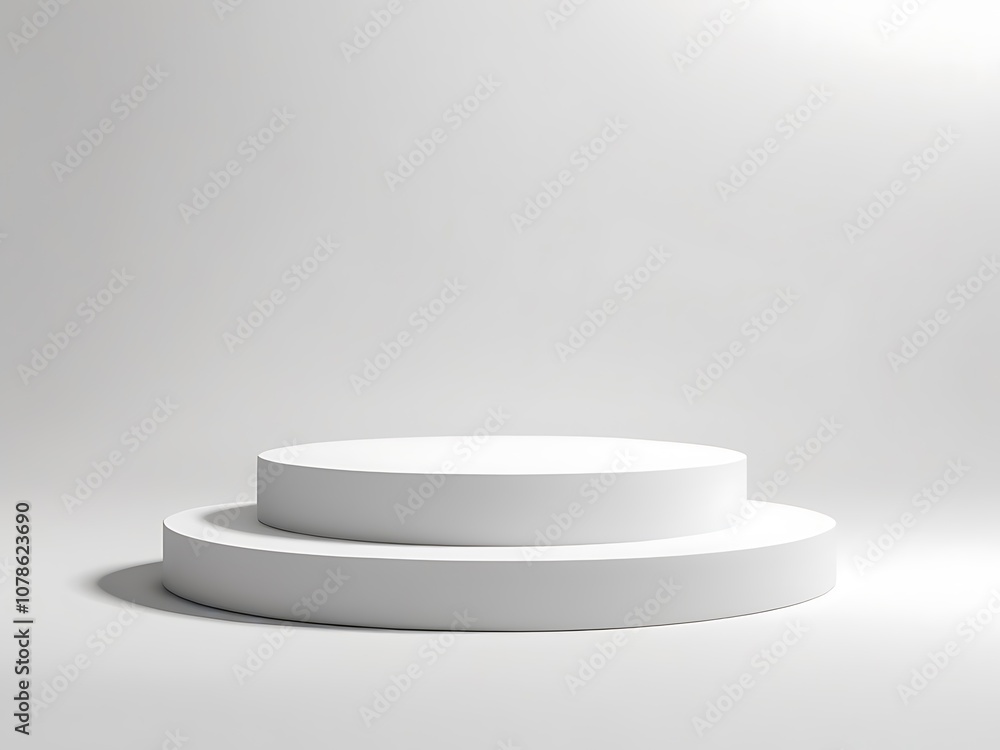 Clean white 3d podium scene for product display or mockup Clean white 3d podium scene for product display or mockup