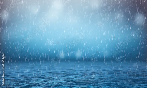 Monsoon rain on a darkly blue background
