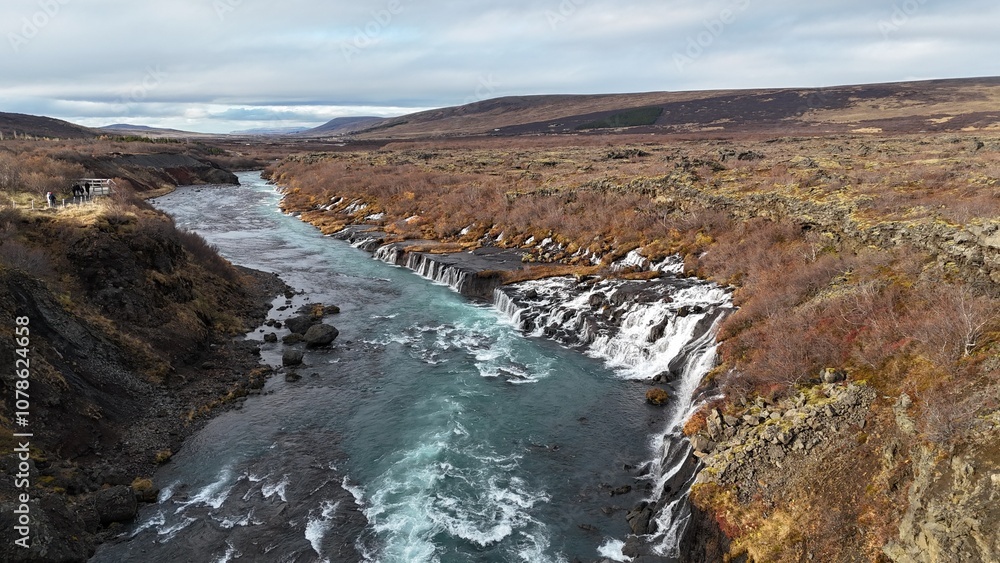 Fototapeta premium Hraunfossar waterfall