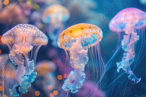Mesmerizing Underwater Jellyfish in Stunning Blue Ocean Lighting