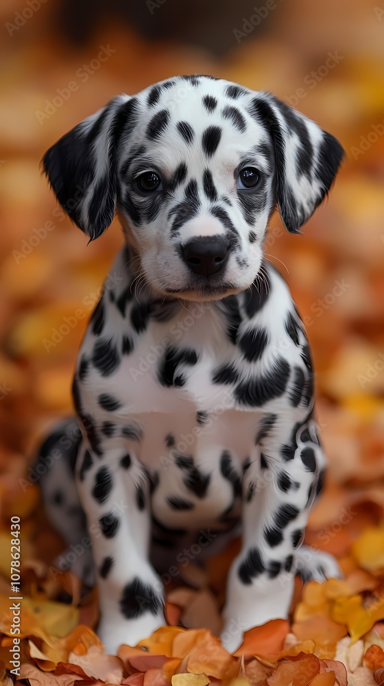 Photo of Dalmatian puppy spots in the shape of hearts on a pink Valentine's Day background with rose petals Photo of Dalmatian puppy spots in the shape of hearts on a pink Valentine's Day background with rose petals