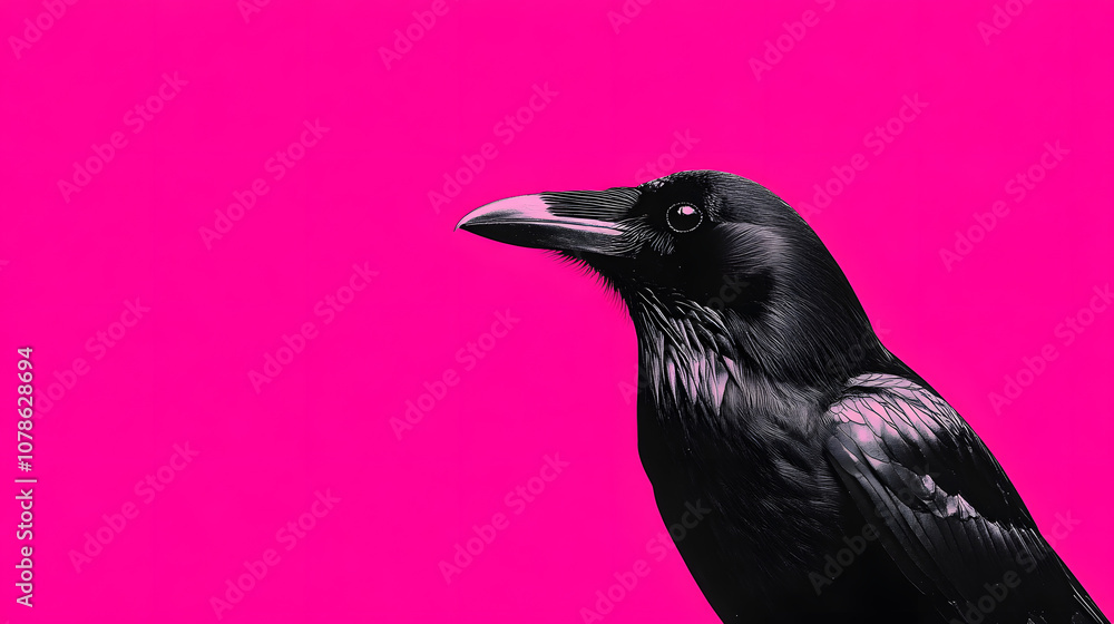 Fototapeta premium Artistic Silhouette of a Crow Bird Against a Vibrant Background for Unique Wallpaper Design