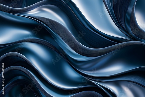 Flowing blue fabric waves create a tranquil and elegant texture