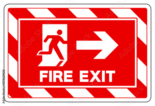 Fire Exit Arrow Right Symbol Sign, Vector Illustration, Isolate On White Background Label. EPS10