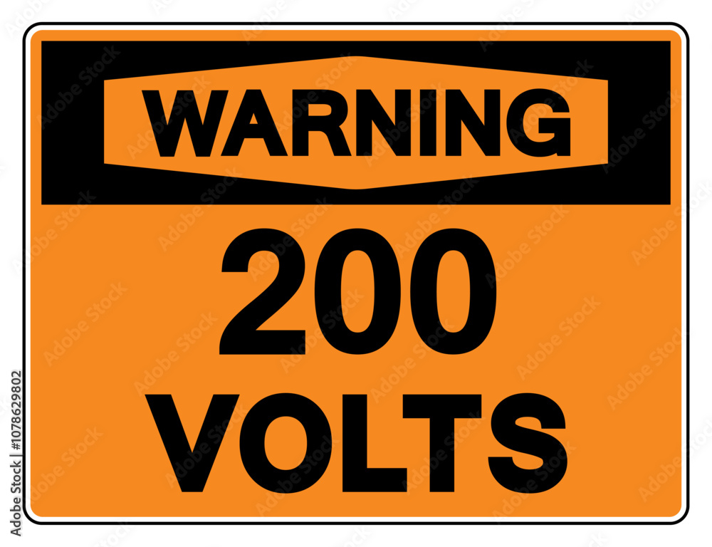 Fototapeta premium Warning 200 Volts Tag Symbol Sign,Vector Illustration, Isolate On White Background Label. EPS10