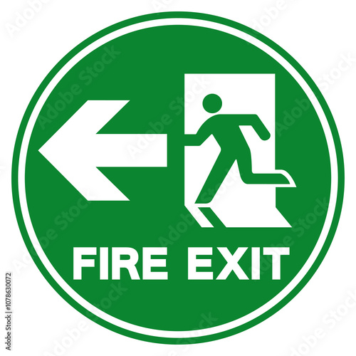 Fire Exit Arrow Left Symbol Sign, Vector Illustration, Isolate On White Background Label. EPS10