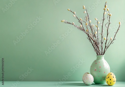 Minimalist Easter Decor with Willow Branches and Eggs