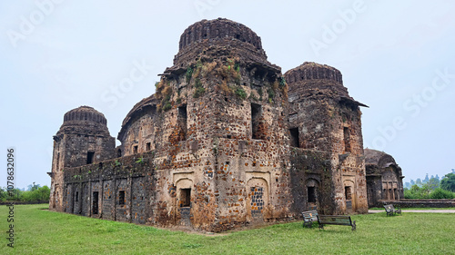 Ruined view of Queen's Palace, located in Ramnagar, Mandla, Madhya Pradesh