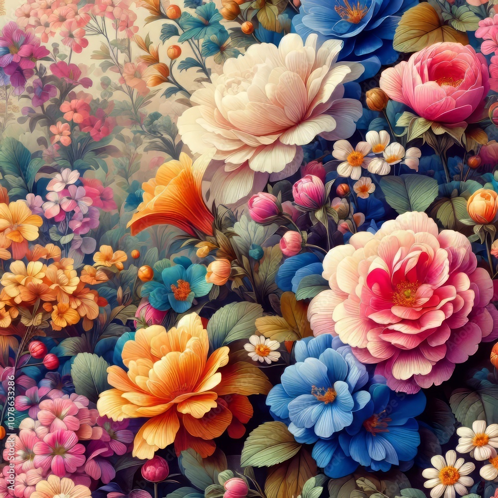 Blooming Garden Flowers A colorful illustration of blooming gard Blooming Garden Flowers A colorful illustration of blooming gard