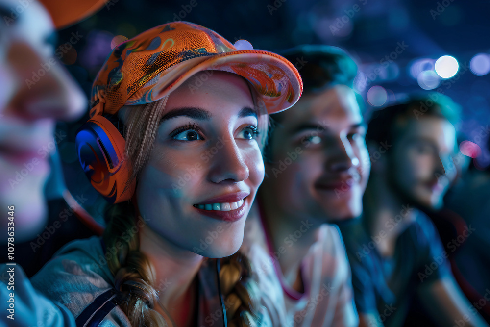 Generative AI Sports Fan Watching Football Match in Stadium Generative AI Sports Fan Watching Football Match in Stadium