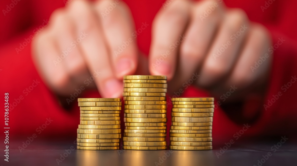 Hands Protecting Stack of Golden Coins Financial Security Hands Protecting Stack of Golden Coins Financial Security
