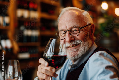 Generative AI image sommelier pouring wine into glasses during formal tasting event in luxurious restaurant wine storage winery