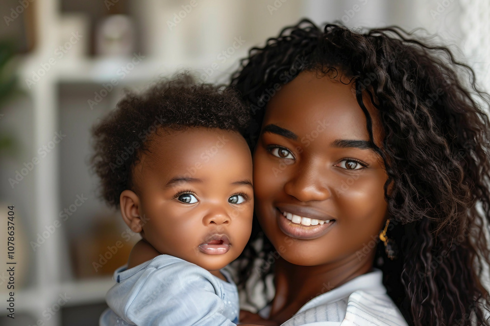 Generative AI Image of Nanny Holding Baby in Cozy Nursery Room at Home, Emphasizing Care and Bonding Generative AI Image of Nanny Holding Baby in Cozy Nursery Room at Home, Emphasizing Care and Bonding