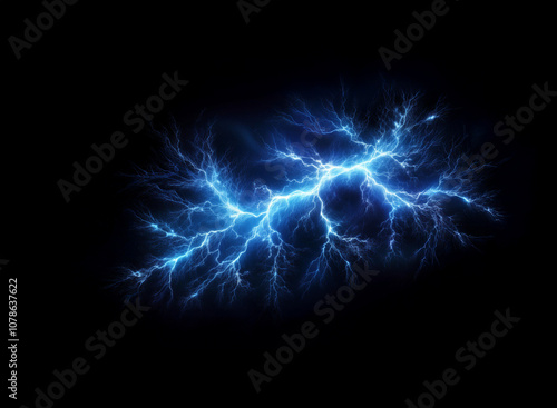 An abstract image of blue lightning bolts on a black background.