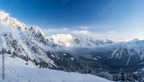 Stunning panoramic view of the Swiss Alps from the top of the Schilthorn mountain in the Jungfrau region of the country