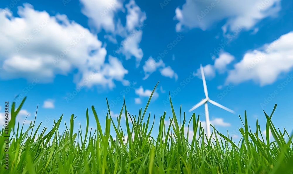 Obraz premium Technology concept for green electricity generated by turbines