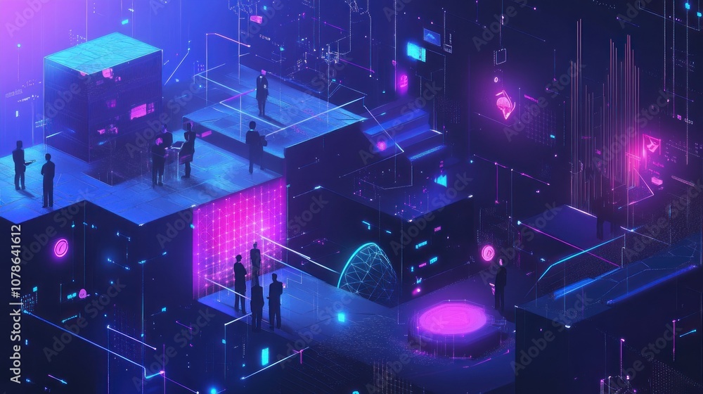 Obraz premium A Futuristic Digital Landscape