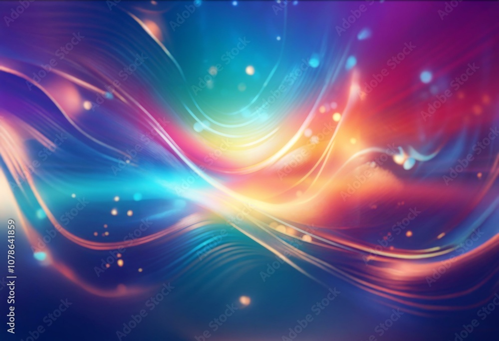 Abstract background with glowing blue and orange lines and bokeh lights. Abstract background with glowing blue and orange lines and bokeh lights.