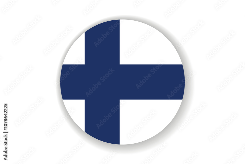 Flag of Finland. Finnish national symbol in official colors. Template icon. Abstract vector background. Round glass light ball, 3D big bubble, sphere Flag of Finland. Finnish national symbol in official colors. Template icon. Abstract vector background. Round glass light ball, 3D big bubble, sphere