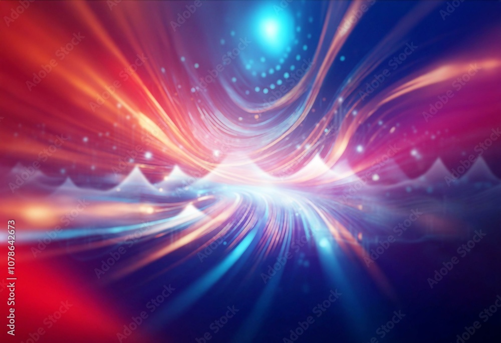 Abstract image featuring bright glowing lines, streaks, and orbs in shades of blue and orange set against a dark background. Abstract image featuring bright glowing lines, streaks, and orbs in shades of blue and orange set against a dark background.