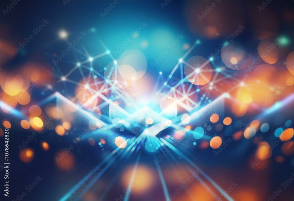 Abstract blue digital landscape with glowing lines, points, and shapes. Abstract blue digital landscape with glowing lines, points, and shapes.