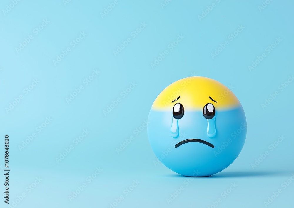Blue face emoji with a contorted expression and tears streaming down its cheeks Blue face emoji with a contorted expression and tears streaming down its cheeks