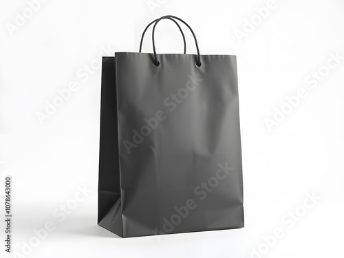 Black Paper Shopping Bags on a studio Background, paper bag mockup photo