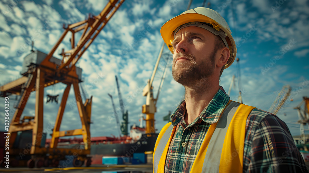 Focused Worker at Shipyard Focused Worker at Shipyard
