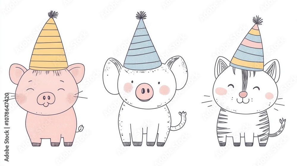 Whimsical Animal Line Art for Fun Themes Whimsical Animal Line Art for Fun Themes