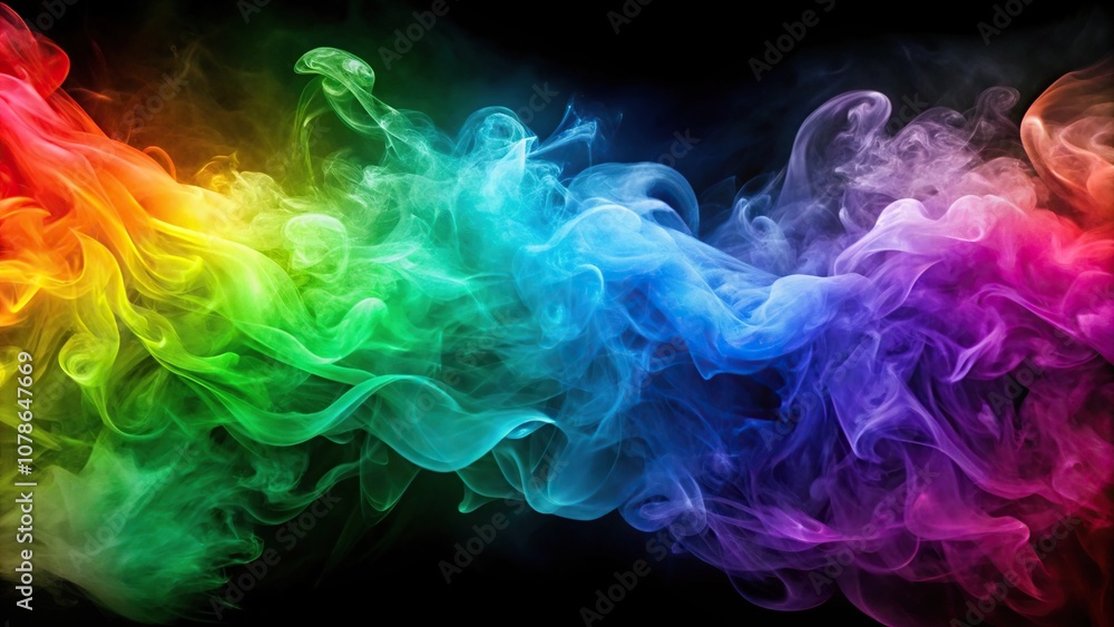 Fototapeta premium Abstract rainbow smoke background aerial view